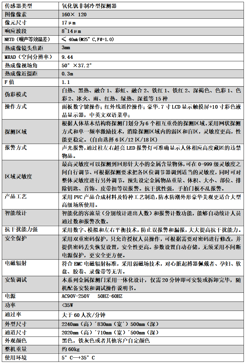 單光熱成像測(cè)溫安檢門(mén)807JT